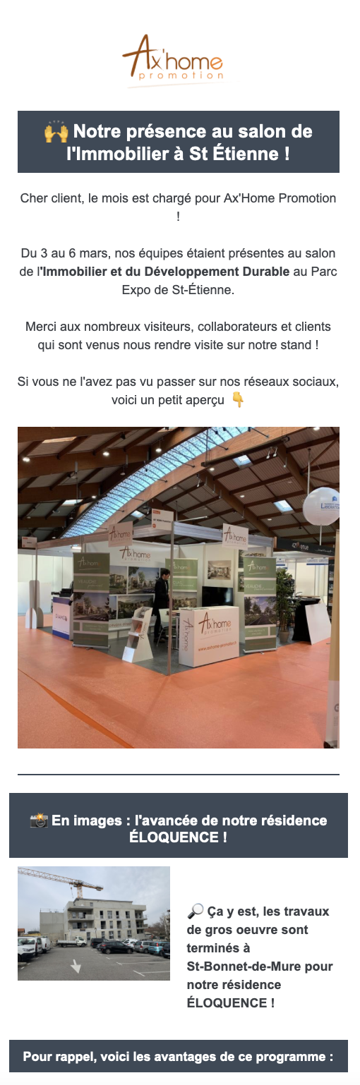 Création, conception et développement d'une newsletter mensuelle sur la base de données clients
